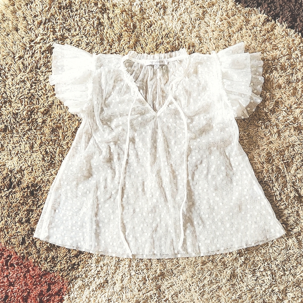 White Sheer Lace Top   by Purple Snow